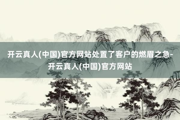 开云真人(中国)官方网站处置了客户的燃眉之急-开云真人(中国)官方网站