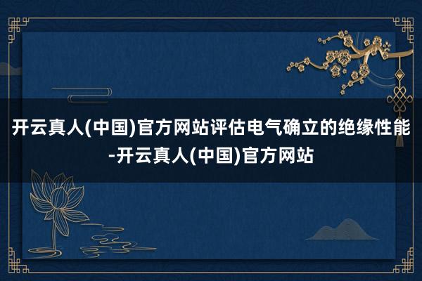 开云真人(中国)官方网站评估电气确立的绝缘性能-开云真人(中国)官方网站