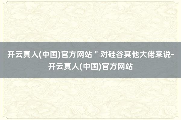 开云真人(中国)官方网站＂对硅谷其他大佬来说-开云真人(中国)官方网站