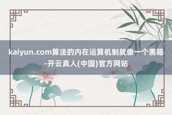 kaiyun.com算法的内在运算机制就像一个黑箱-开云真人(中国)官方网站